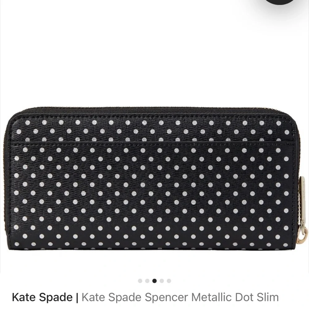 Kate Spade Spencer Metallic Dot Slim Continental Wallet in Black Multi k4546